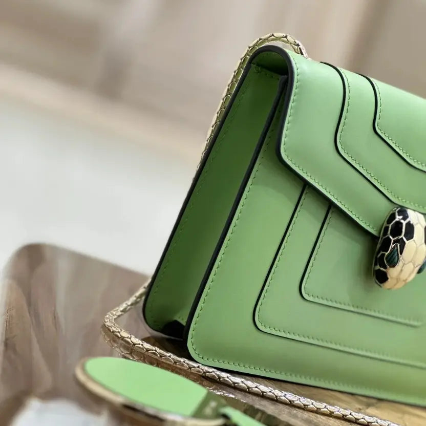 Boutique Level Quality || Bvlgari Serpenti Forever "Single Layer" Flap Small Square Bag in Green