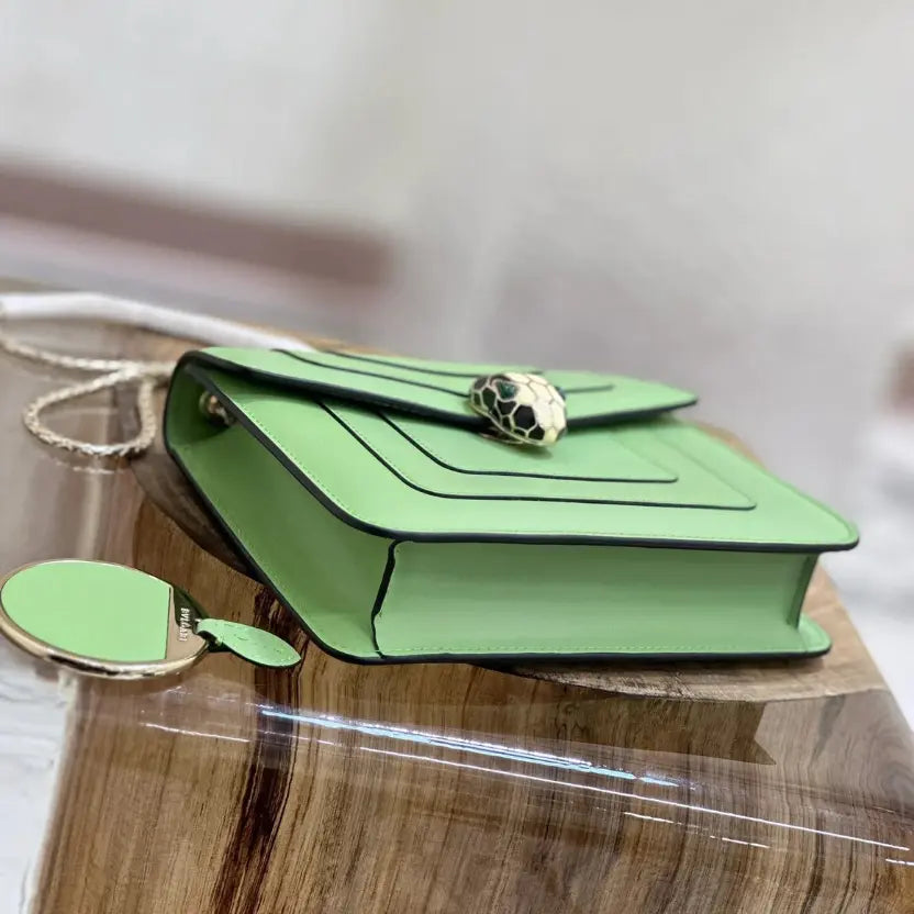 Boutique Level Quality || Bvlgari Serpenti Forever "Single Layer" Flap Small Square Bag in Green