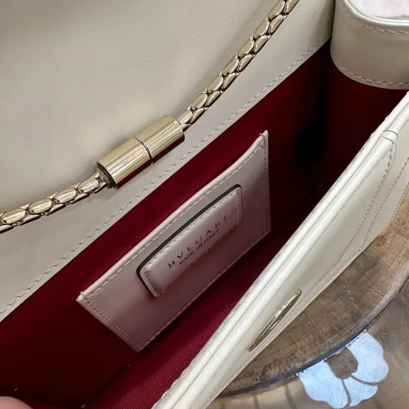 Boutique Level Quality || Bvlgari Serpenti Forever "Single Layer" Flap Small Square Bag in White