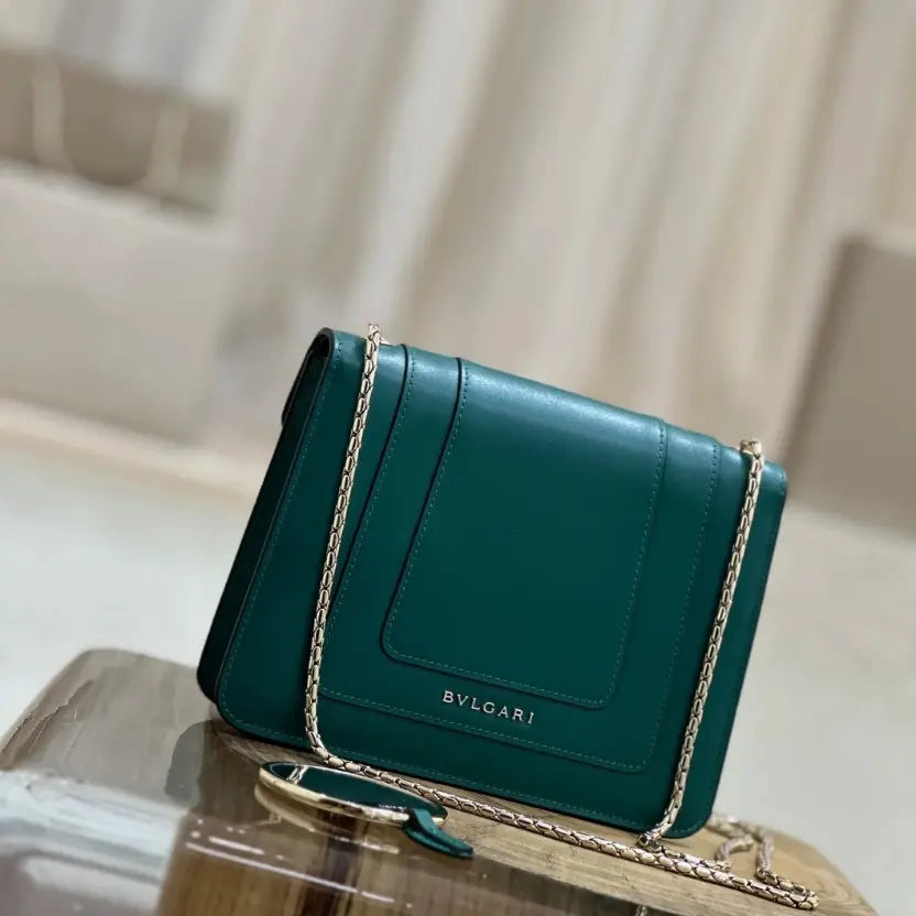 Boutique Level Quality || Bvlgari Serpenti Forever "Single Layer" Flap Small Square Bag in Green