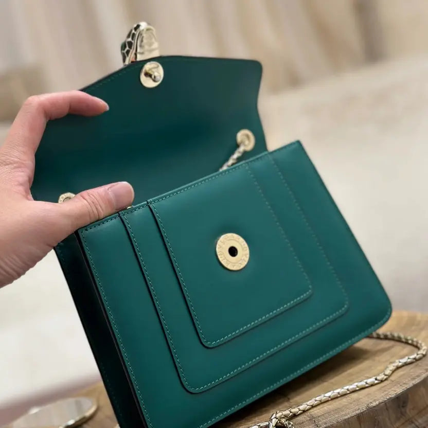 Boutique Level Quality || Bvlgari Serpenti Forever "Single Layer" Flap Small Square Bag in Green