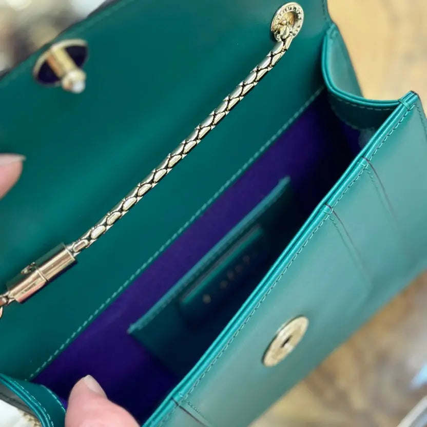 Boutique Level Quality || Bvlgari Serpenti Forever "Single Layer" Flap Small Square Bag in Green