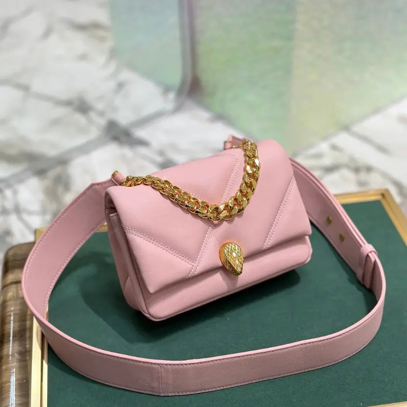 Boutique Level Quality || Bvlgari "SERPENTI CABOCHON” Mini Crossbody Bag in Light Pink