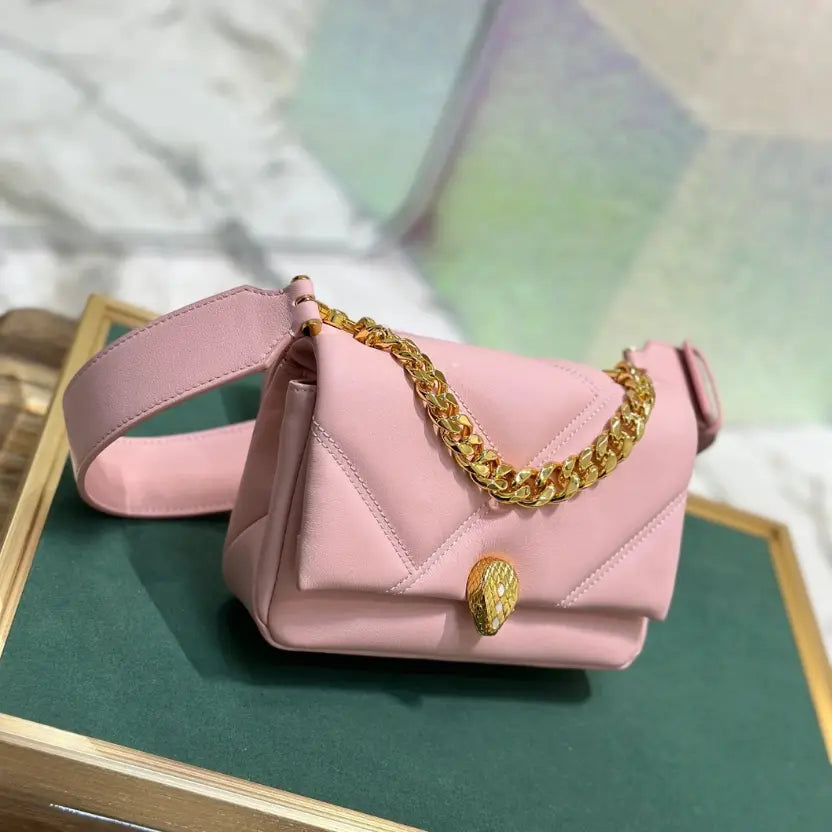 Boutique Level Quality || Bvlgari "SERPENTI CABOCHON” Mini Crossbody Bag in Light Pink