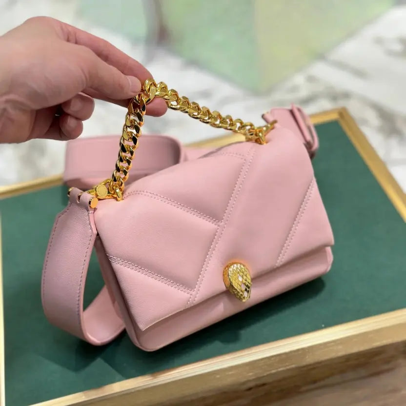 Boutique Level Quality || Bvlgari "SERPENTI CABOCHON” Mini Crossbody Bag in Light Pink