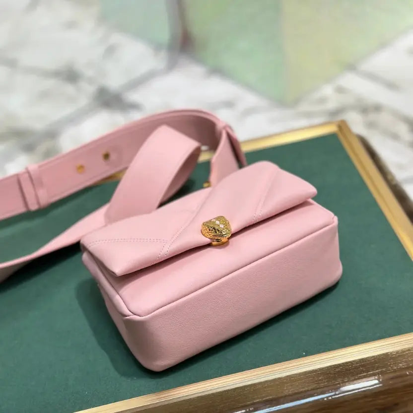 Boutique Level Quality || Bvlgari "SERPENTI CABOCHON” Mini Crossbody Bag in Light Pink