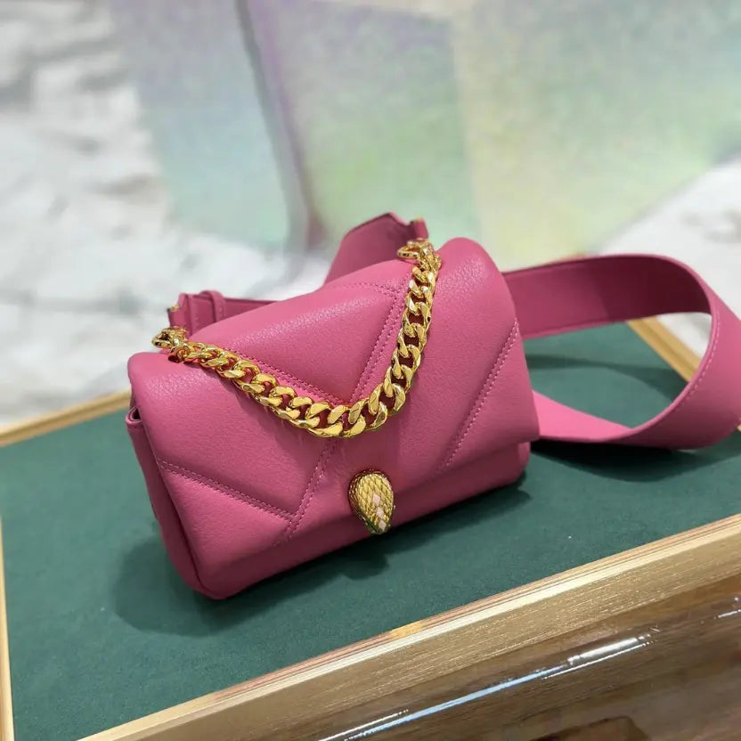 Boutique Level Quality || Bvlgari SERPENTI CABOCHON” Mini Crossbody Bag in Pink