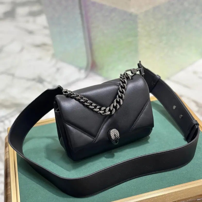 Boutique Level Quality || Bvlgari "SERPENTI CABOCHON” Mini Crossbody Bag in Black