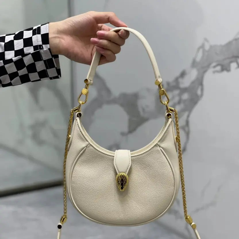 Boutique Level Quality || Bvlgari SERPENTI ELLIPSE Large Crossbody Bag in White