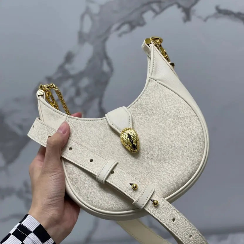 Boutique Level Quality || Bvlgari SERPENTI ELLIPSE Large Crossbody Bag in White