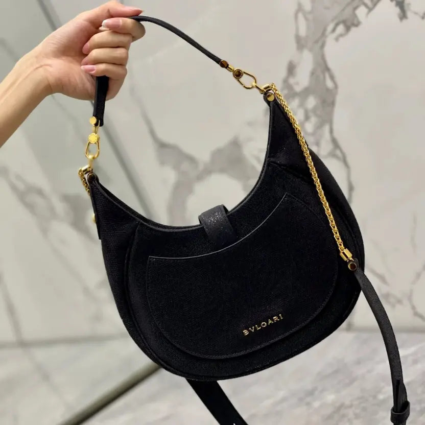 Boutique Level Quality || Bvlgari SERPENTI ELLIPSE Large Crossbody Bag in Black