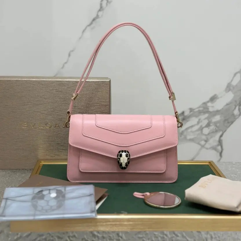 Boutique Level Quality || Bvlgari SERPENTI FOREVER EAST-WEST Small Shoulder Bag in Pink