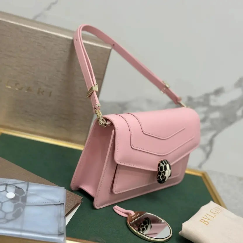 Boutique Level Quality || Bvlgari SERPENTI FOREVER EAST-WEST Small Shoulder Bag in Pink