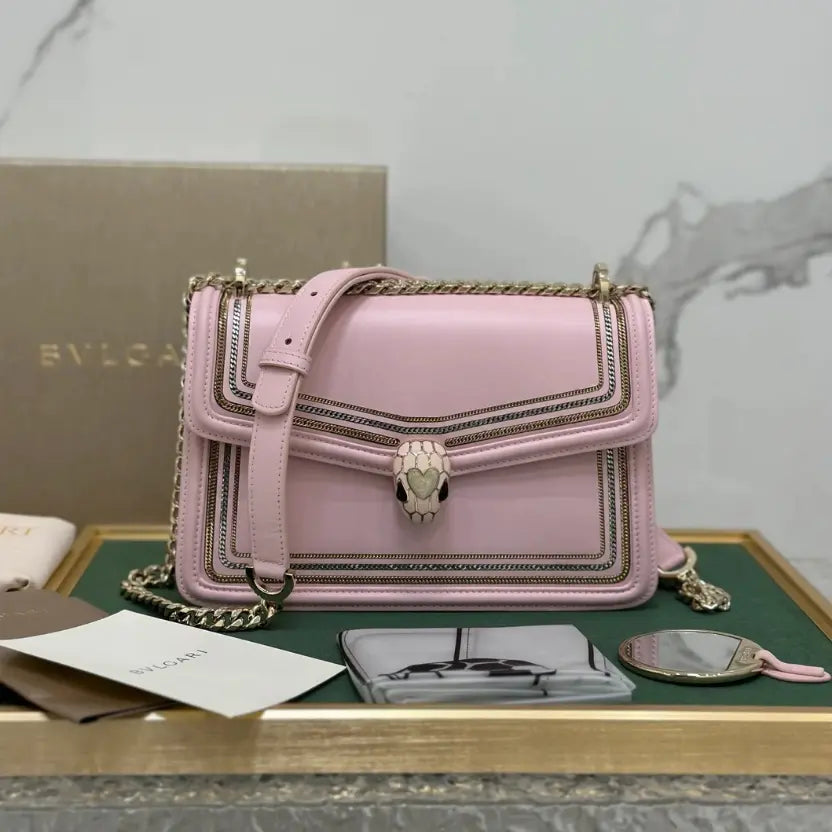 Boutique Level Quality || Bulgari "Serpenti Diamond Blast" chain bag in pink