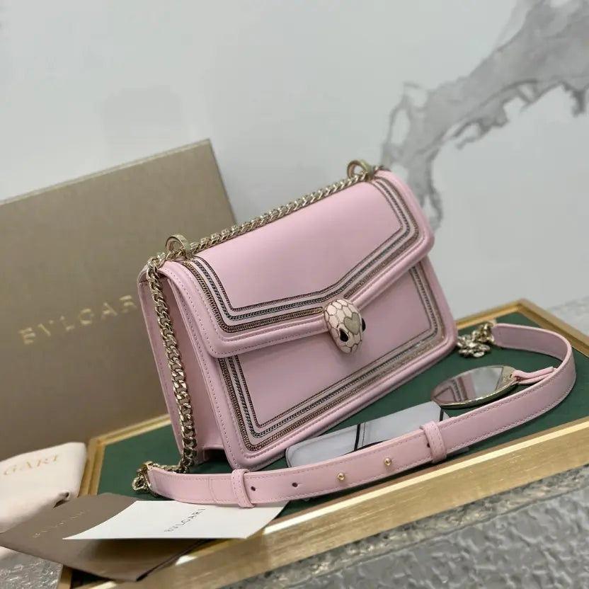 Boutique Level Quality || Bulgari "Serpenti Diamond Blast" chain bag in pink