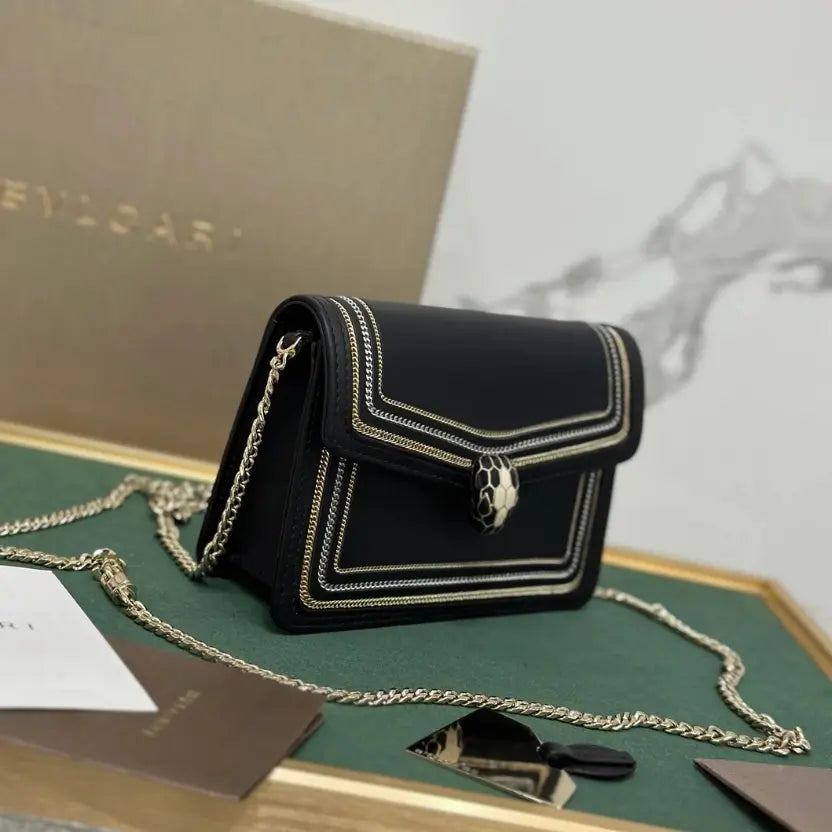 Boutique Level Quality || Bvlgari "Serpenti Diamond Blast" chain bag in black