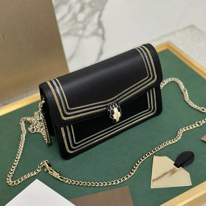 Boutique Level Quality || Bvlgari "Serpenti Diamond Blast" chain bag in black