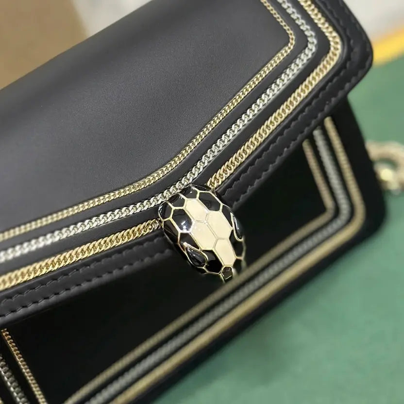 Boutique Level Quality || Bvlgari "Serpenti Diamond Blast" chain bag in black