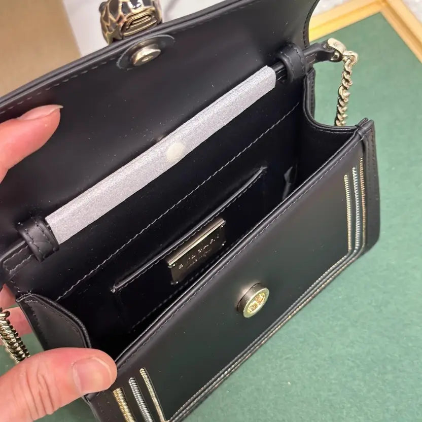 Boutique Level Quality || Bvlgari "Serpenti Diamond Blast" chain bag in black