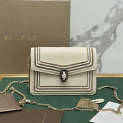 Boutique Level Quality || Bvlgari "Serpenti Diamond Blast" Chain Bag in White