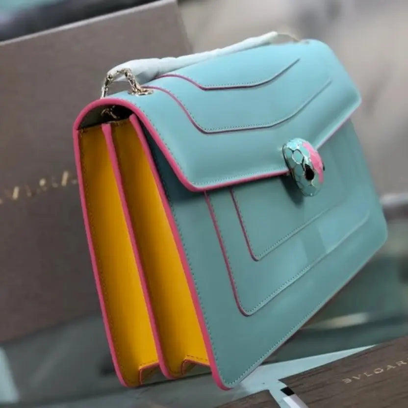 Boutique Level Quality || Bvlgari Limited Edition Double-Layer Snakehead Bag in Blue