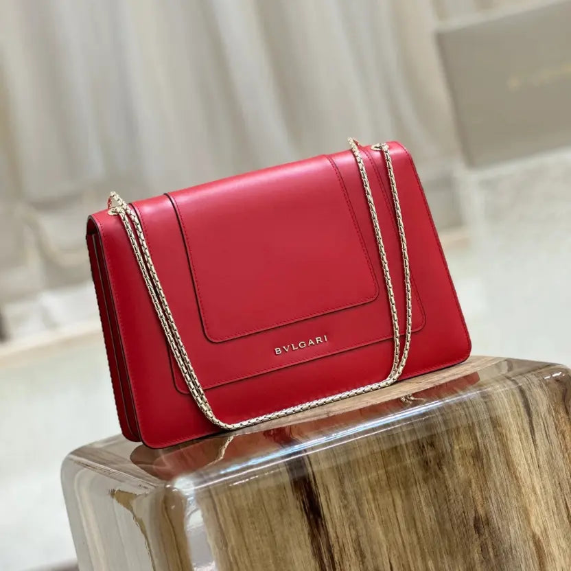 Boutique Level Quality || Bvlgari Serpenti Forever "Double" flap bag in Red