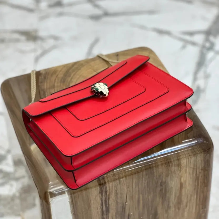 Boutique Level Quality || Bvlgari Serpenti Forever "Double" flap bag in Red