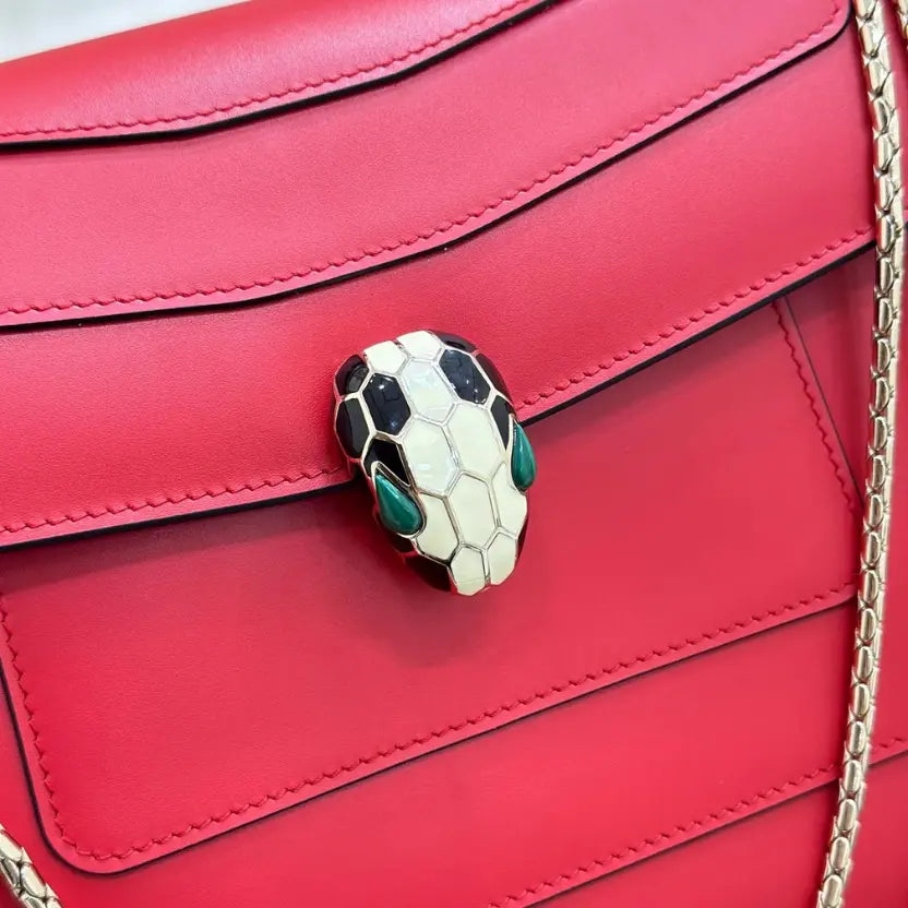 Boutique Level Quality || Bvlgari Serpenti Forever "Double" flap bag in Red