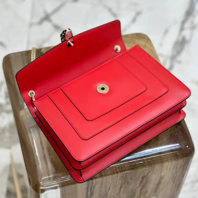 Boutique Level Quality || Bvlgari Serpenti Forever "Double" flap bag in Red