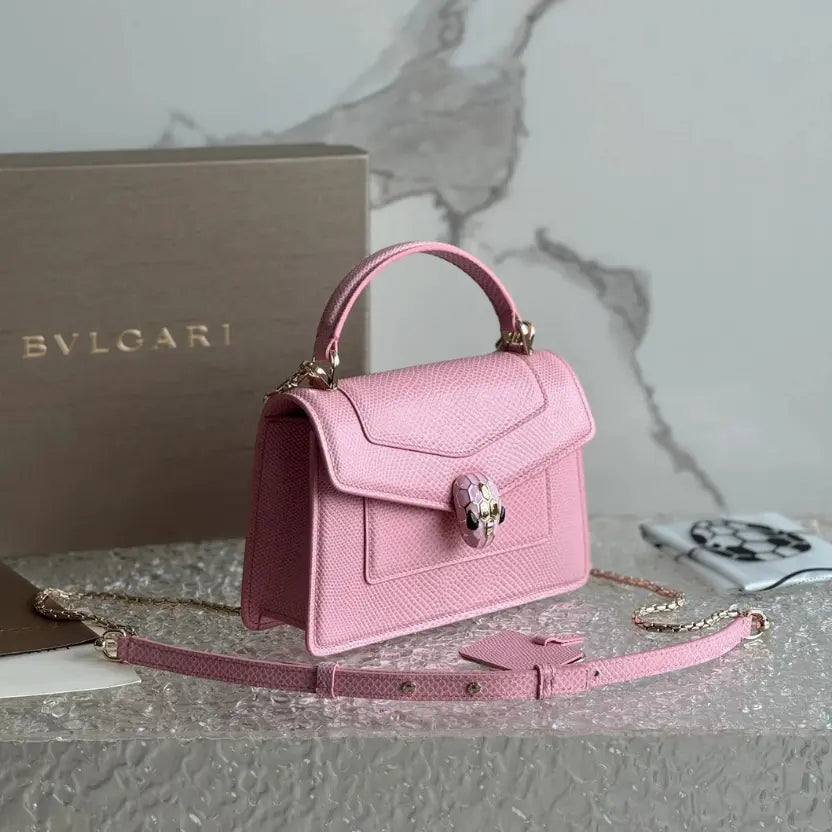 Boutique Level Quality || Bvlgari SERPENTI FOREVER Mini Handbag in Pink