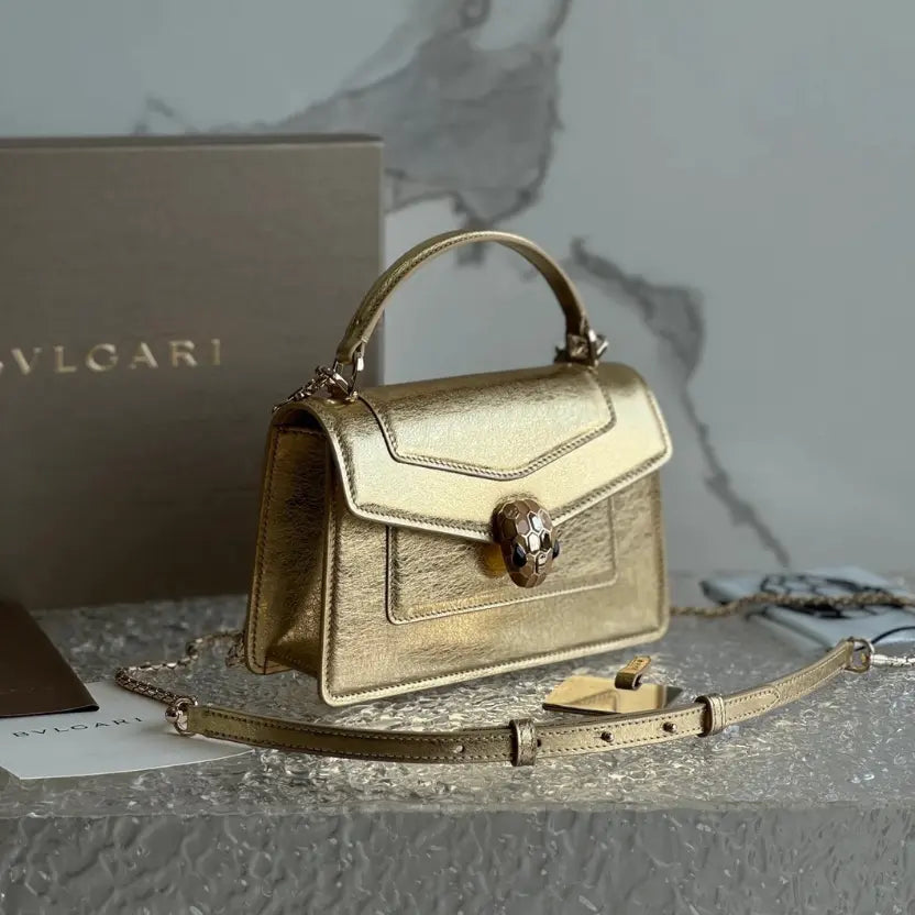 Boutique Level Quality || Bvlgari SERPENTI FOREVER Mini Handbag in Golden
