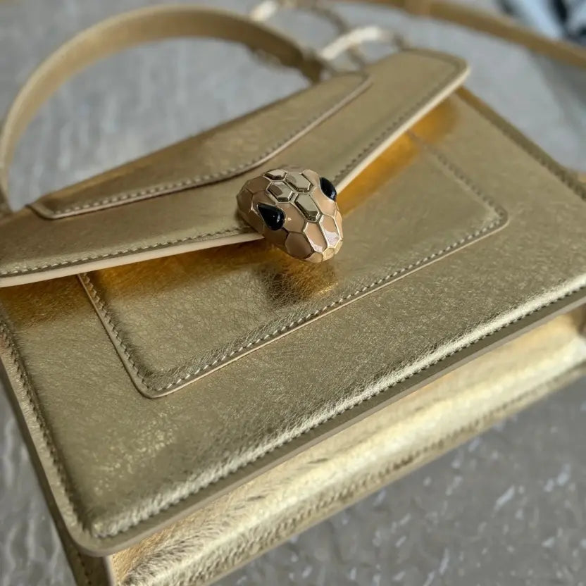 Boutique Level Quality || Bvlgari SERPENTI FOREVER Mini Handbag in Golden