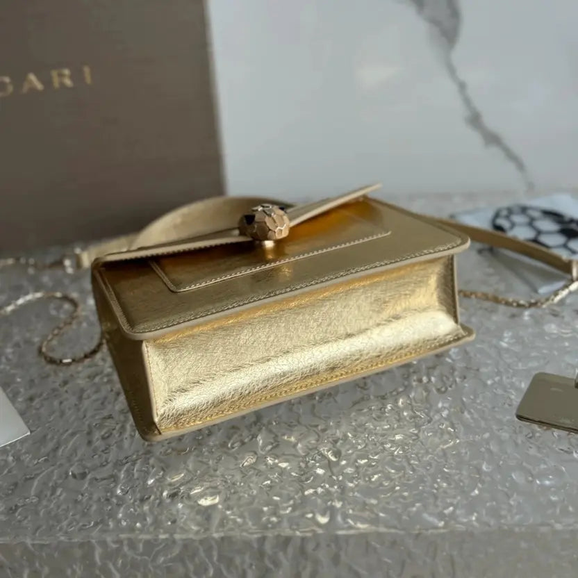 Boutique Level Quality || Bvlgari SERPENTI FOREVER Mini Handbag in Golden
