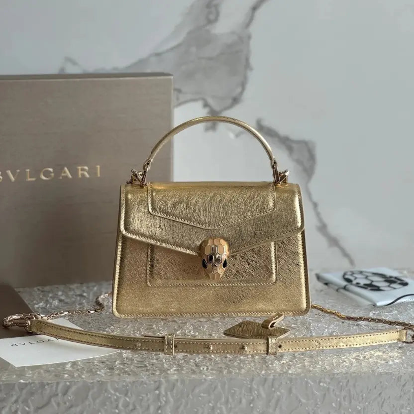 Boutique Level Quality || Bvlgari SERPENTI FOREVER Mini Handbag in Golden