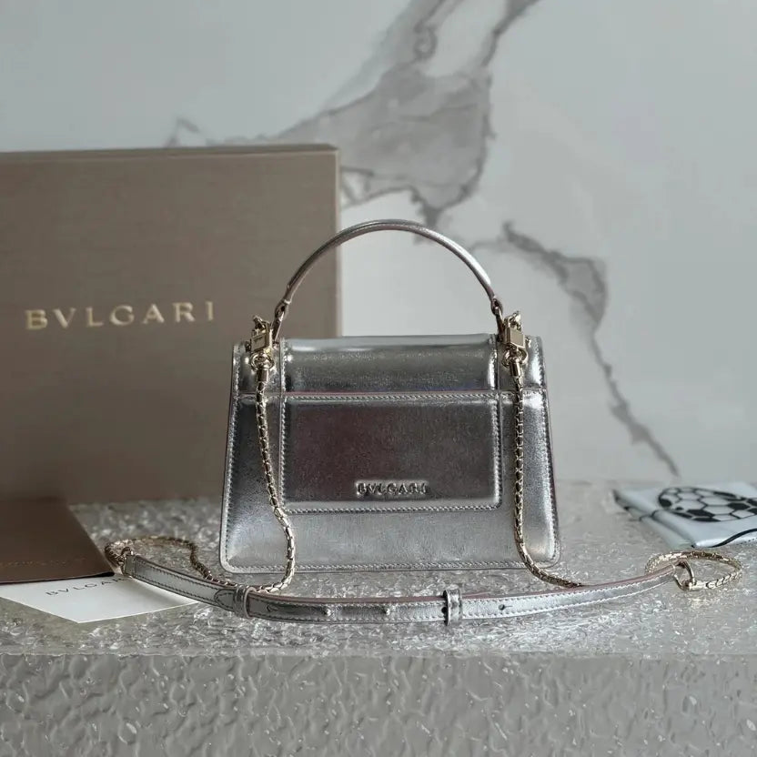 Boutique Level Quality || Bvlgari SERPENTI FOREVER Mini Handbag in Silver