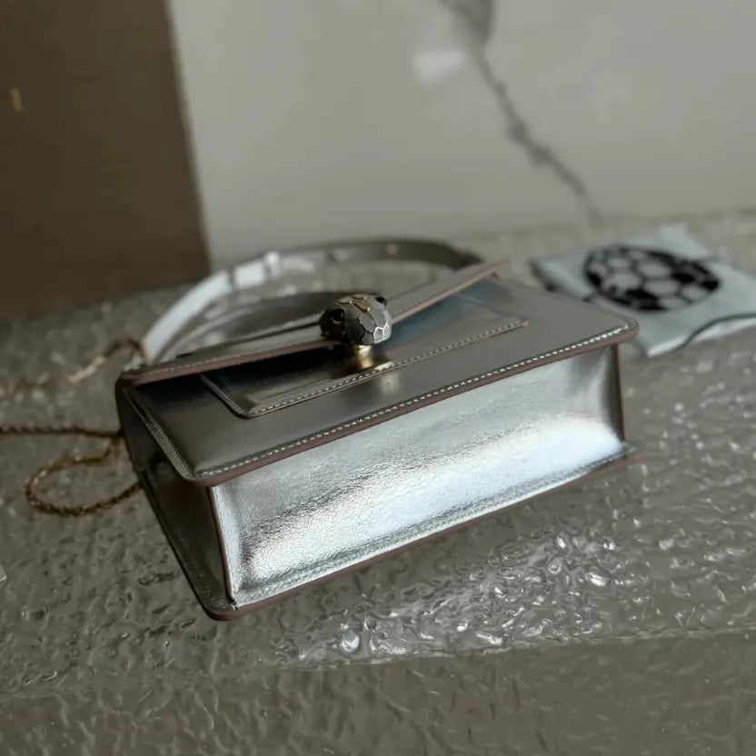 Boutique Level Quality || Bvlgari SERPENTI FOREVER Mini Handbag in Silver