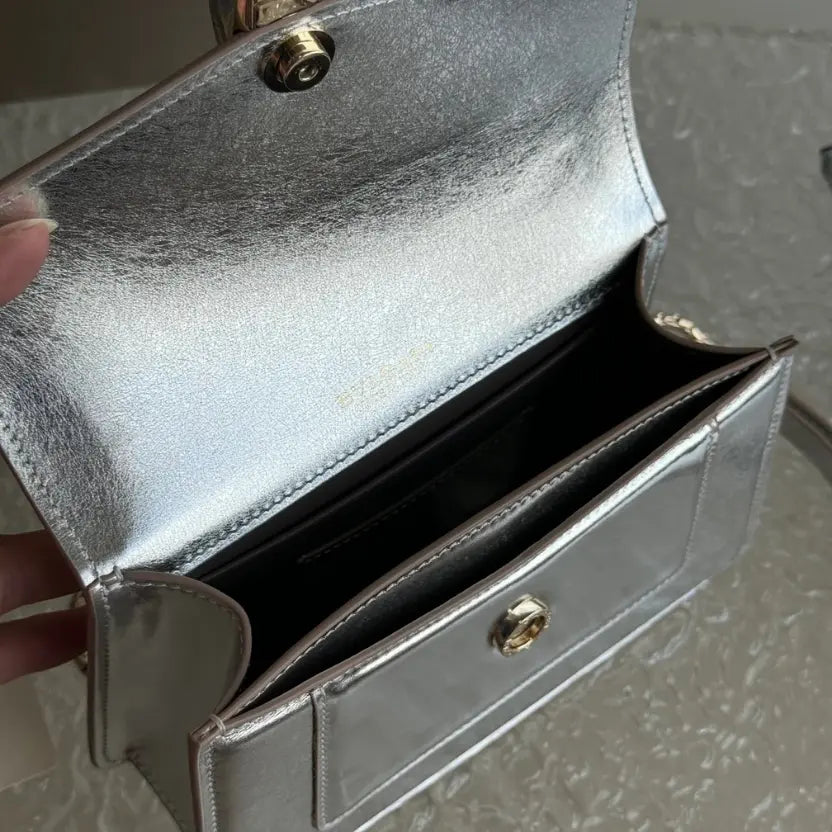 Boutique Level Quality || Bvlgari SERPENTI FOREVER Mini Handbag in Silver