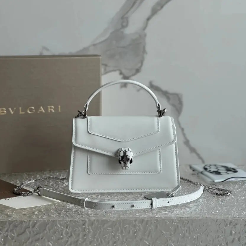 Boutique Level Quality || Bvlgari SERPENTI FOREVER mini handbag in white