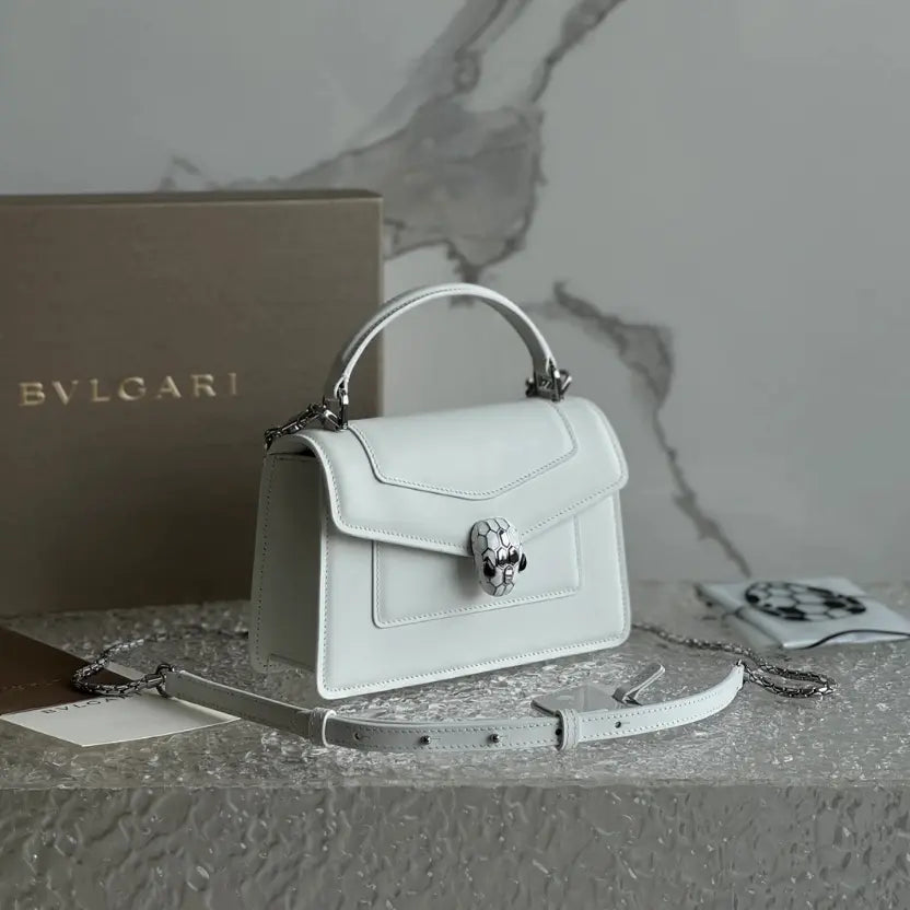 Boutique Level Quality || Bvlgari SERPENTI FOREVER mini handbag in white