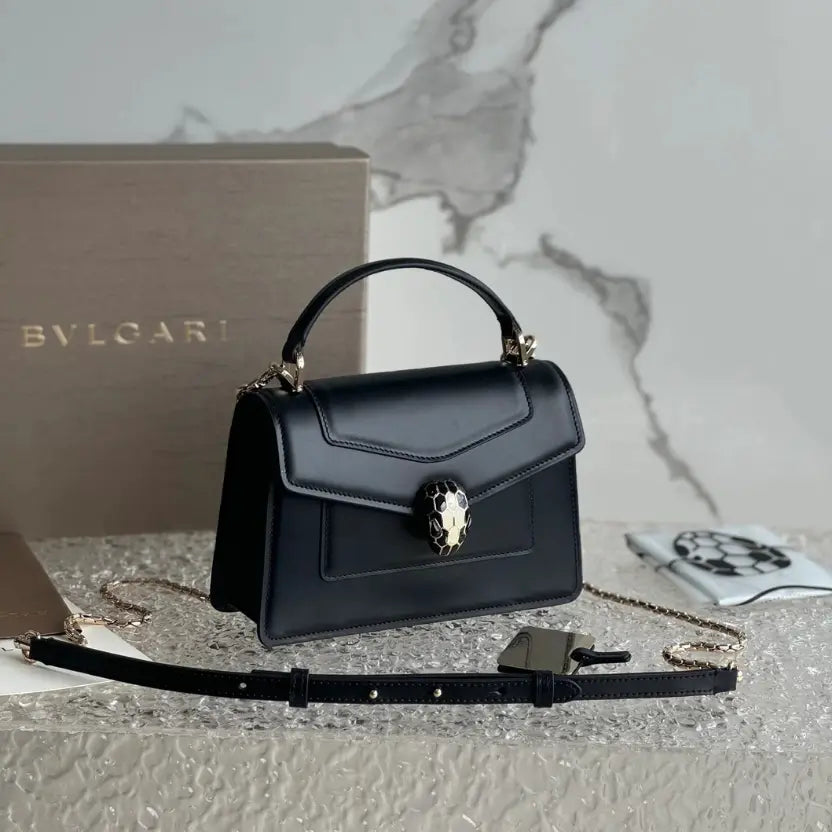 Boutique Level Quality || Bvlgari SERPENTI FOREVER Mini Handbag in Black