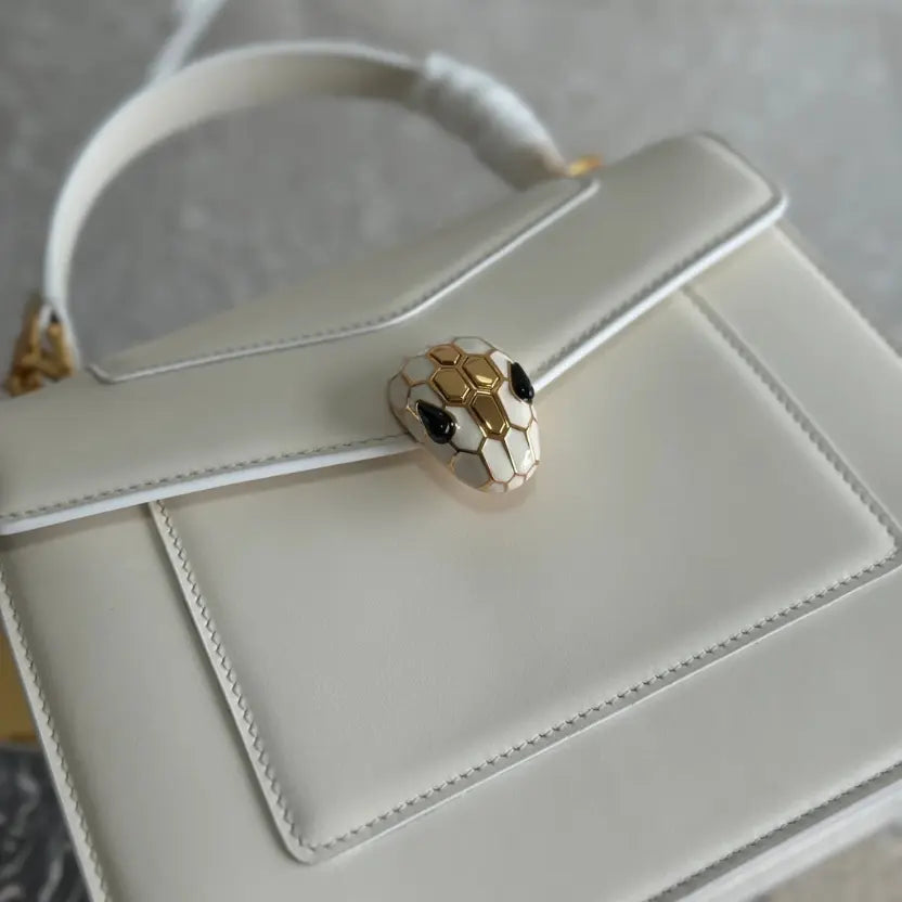 Boutique Level Quality || Bvlgari SERPENTI FOREVER Medium Tote Bag in White