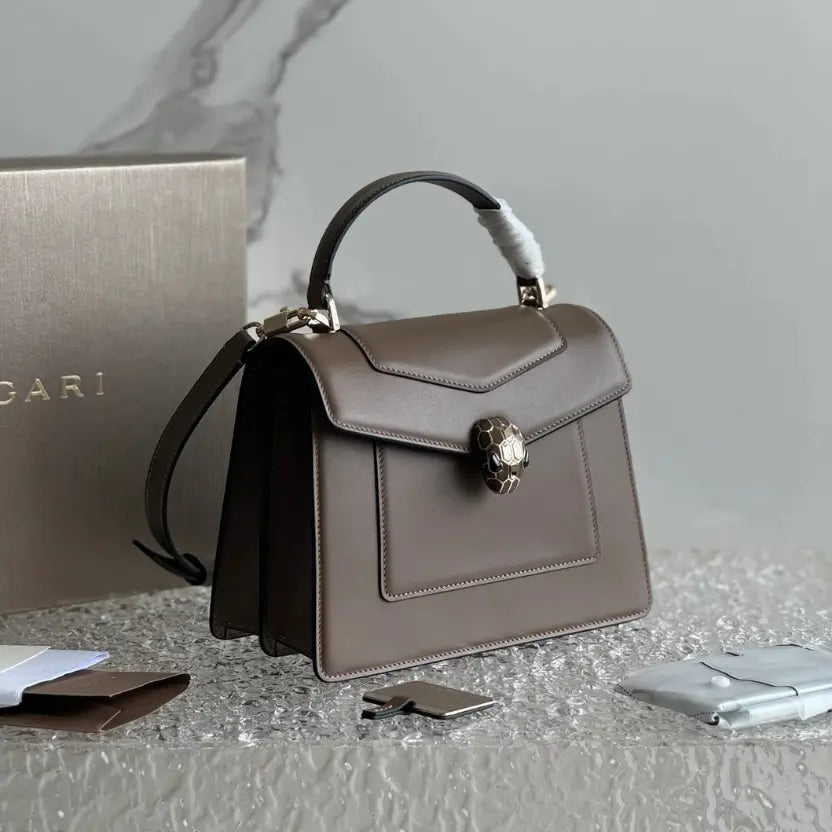 Boutique Level Quality || Bvlgari SERPENTI FOREVER Medium Tote Bag in Brown