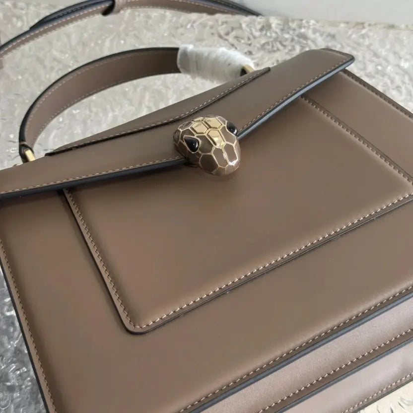 Boutique Level Quality || Bvlgari SERPENTI FOREVER Medium Tote Bag in Brown