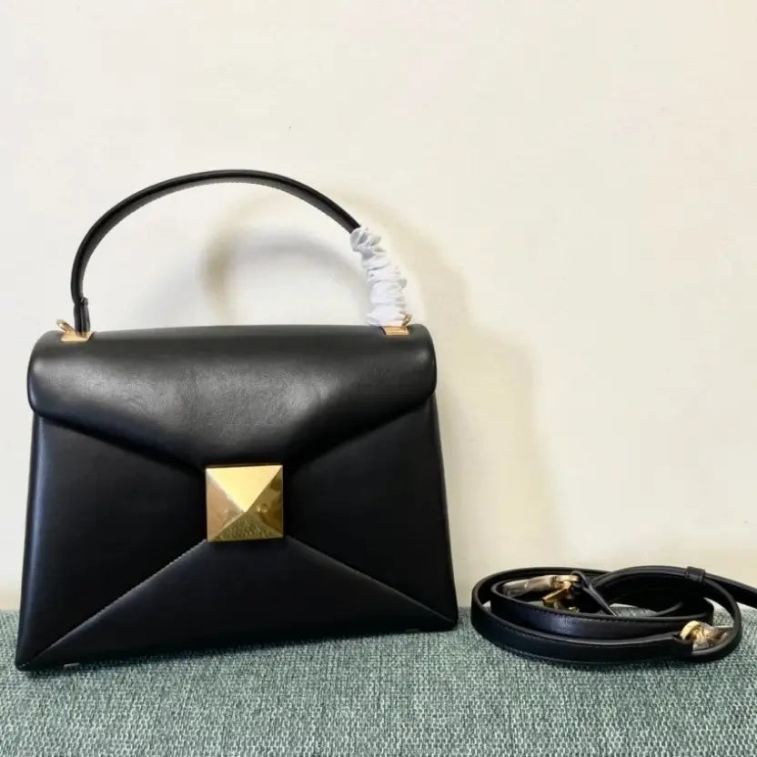 Boutique Level Quality || Valentino Garavani One Stud Small Top Handle Bag in Black
