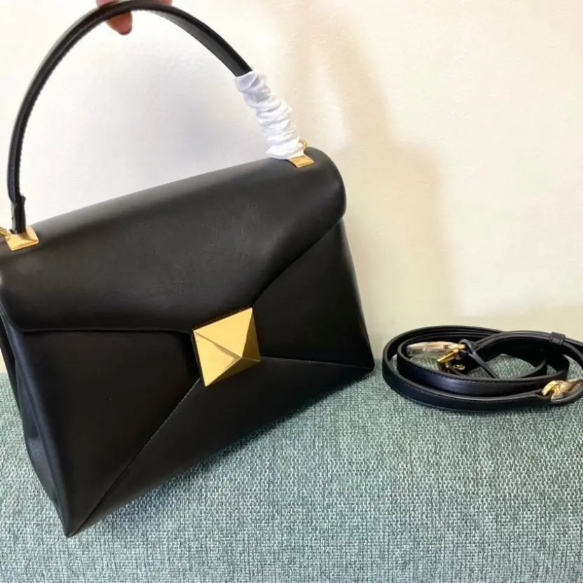 Boutique Level Quality || Valentino Garavani One Stud Small Top Handle Bag in Black