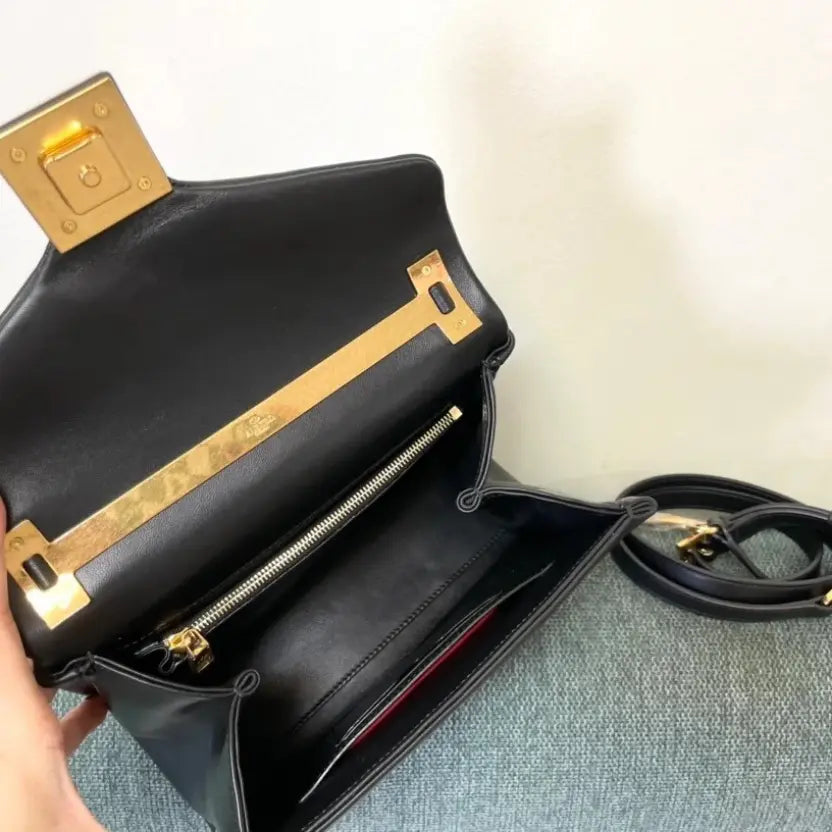 Boutique Level Quality || Valentino Garavani One Stud Small Top Handle Bag in Black