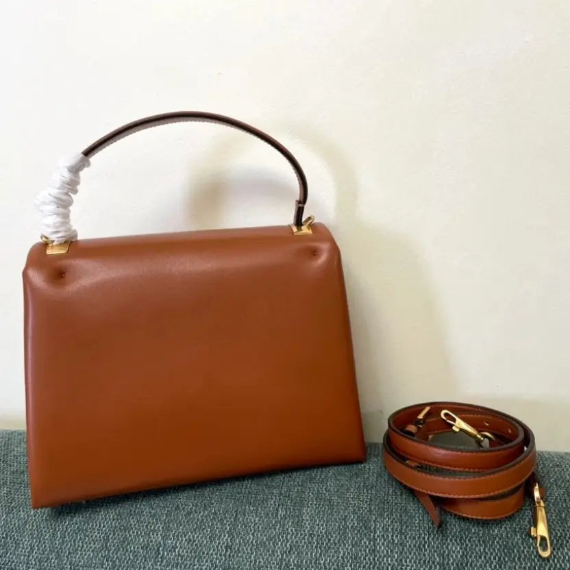 Boutique Level Quality || Valentino Garavani One Stud Top-Handle Bag in Brown