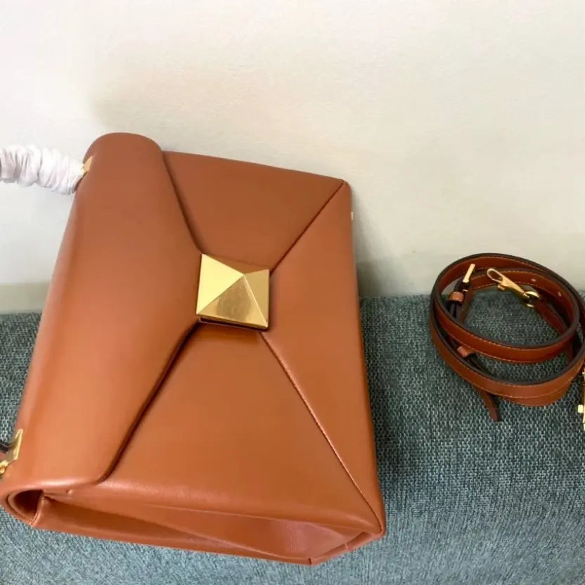 Boutique Level Quality || Valentino Garavani One Stud Top-Handle Bag in Brown