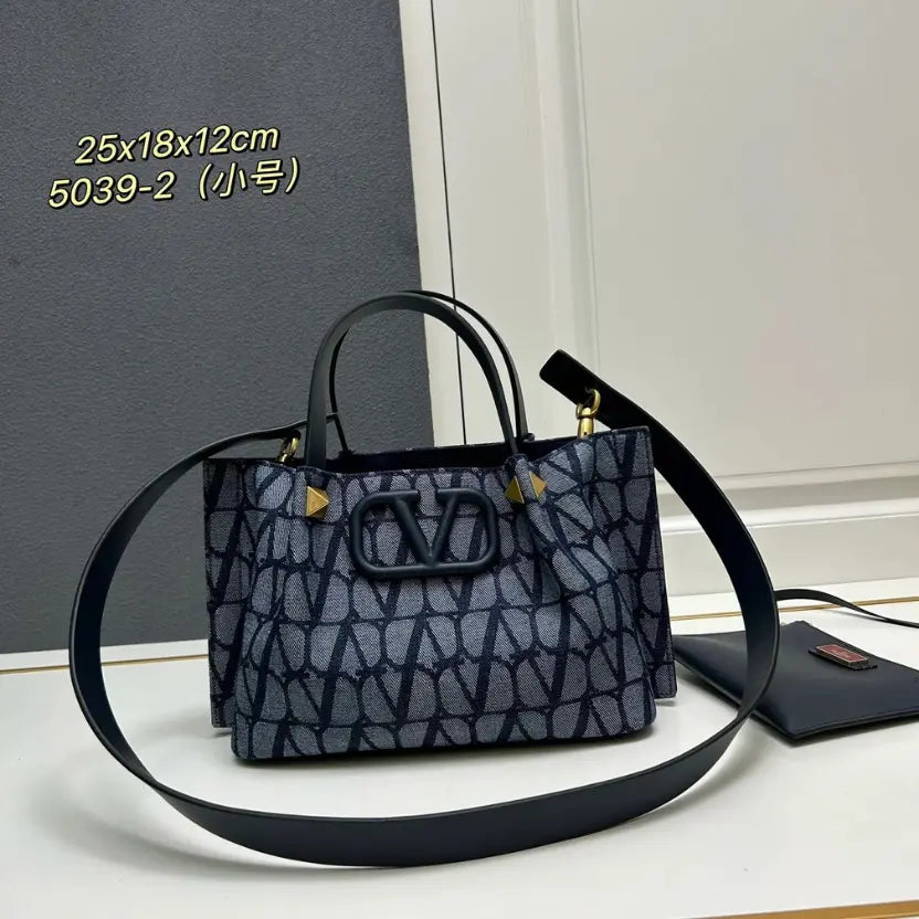 Boutique Level Quality || Valentino Garavani Medium VLOGO Signature Toile Iconographe denim tote bag