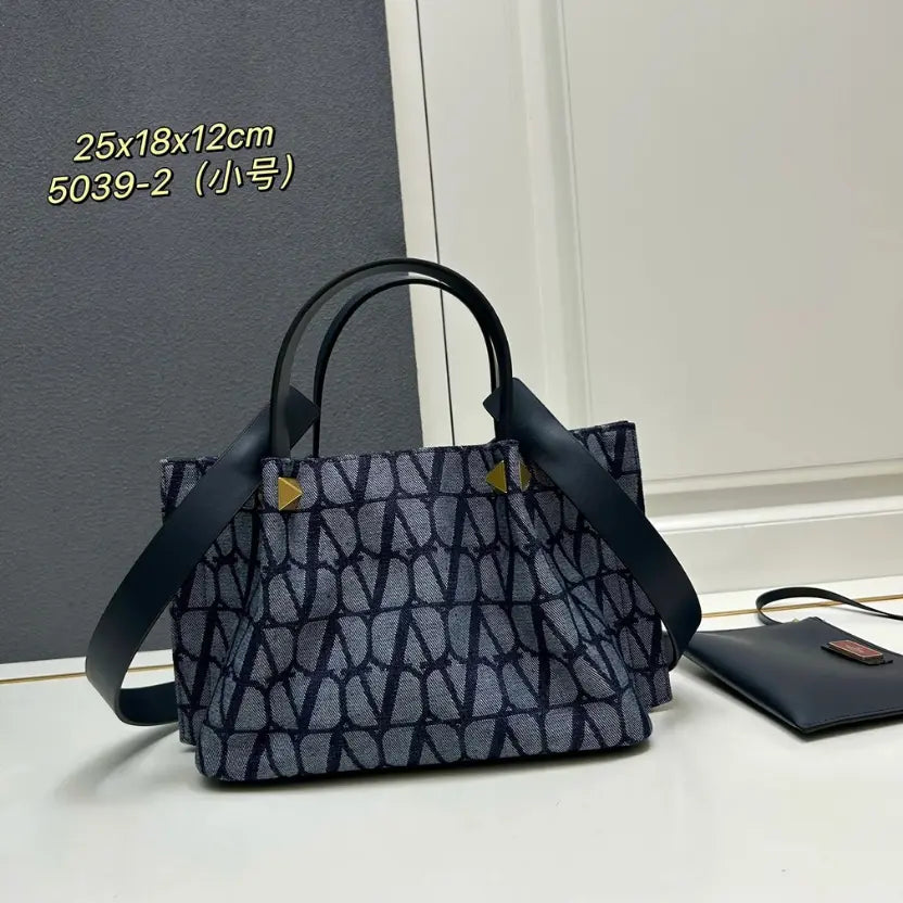 Boutique Level Quality || Valentino Garavani Medium VLOGO Signature Toile Iconographe denim tote bag